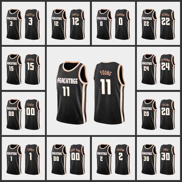 

atlantahawksmen trae young john collins cam reddish vince carter kevin huerter black custom swingman jersey