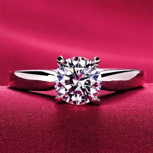 

never quality fade 1.2ct rose gold plated large cz diamond rings 4 prong bridal wedding ring for women100 q2, Silver