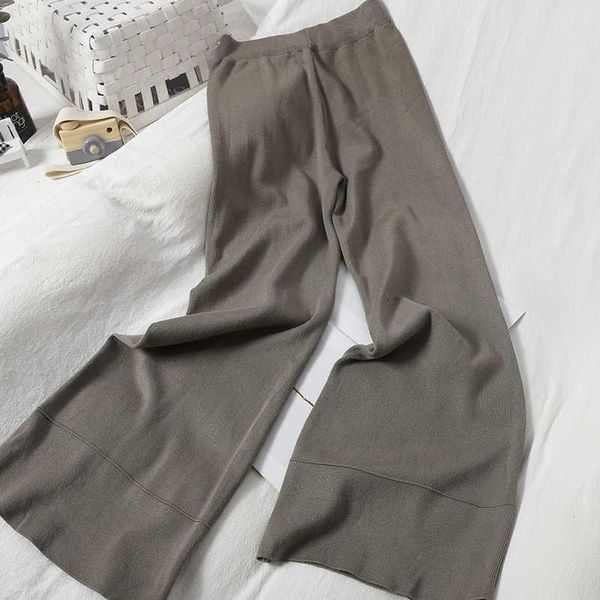 

women's pants & capris casual straight knitted pant loose office plus size cotton winter trousers women autumn high waist wide leg soli, Black;white