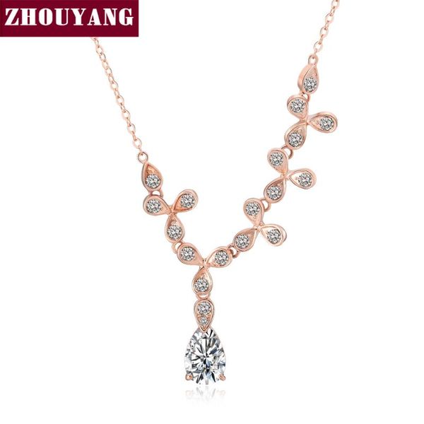 

pendant necklaces zhouyang zyn135 elegant crystal necklace rose gold color jewelry austrian, Silver