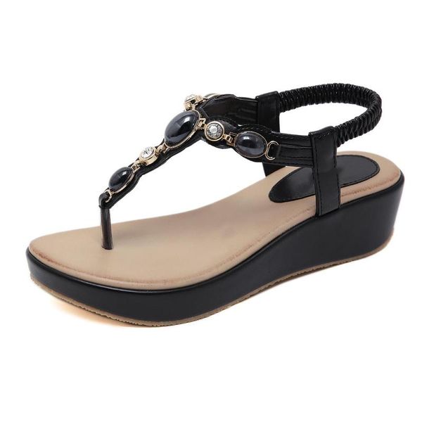 

fashion women sandals summer wedge high heels of the thick waterproof platform student women's shoes, Black