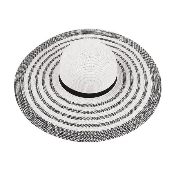 

wide brim hats 2021 big wholesale striped floppy straw for women adults beach outdoor, Blue;gray