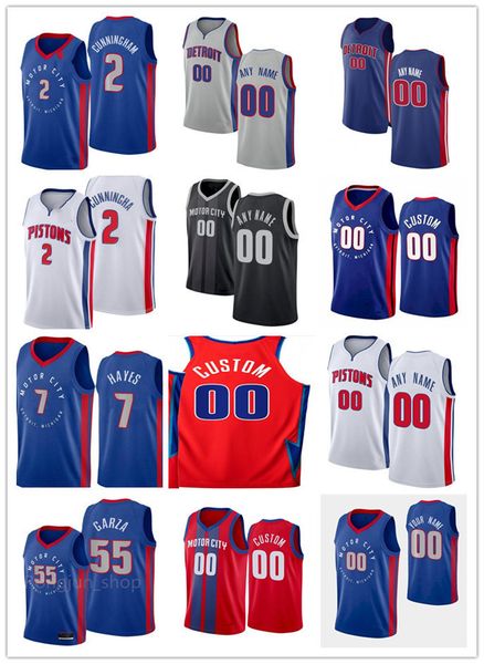 

75th mens womens youth detroit's pistons's 2 cade cunningham 55 luka garza 7 killian hayes 5 frank jackson custom basketball jerse, Black;red