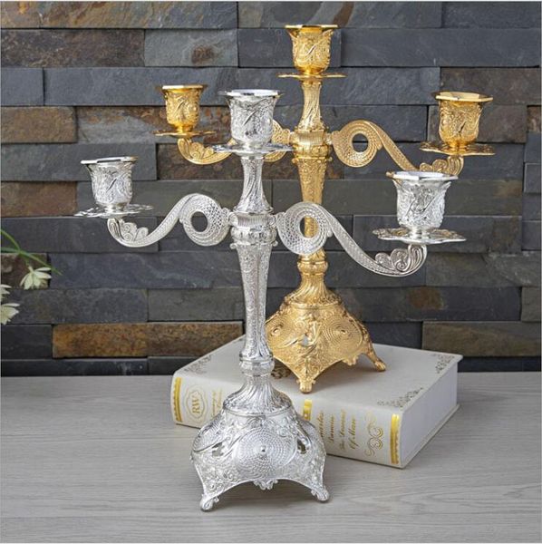 

europe gold/silver 3 lights candle holders gold canlestick wedding centerpieces candle lantern stand for stand