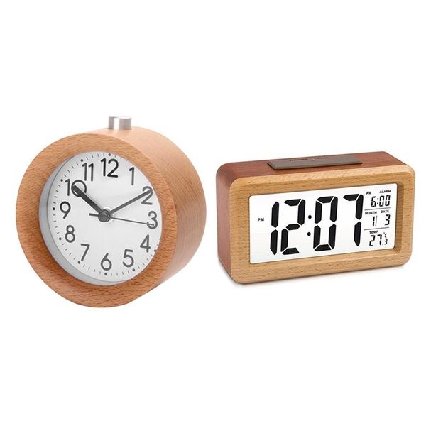 

other clocks & accessories wooden large led digital alarm clock, smart sensor night light clock snooze bedside kids