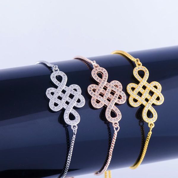 

charm bracelets vintage micro pave zircon crystal cz bead bracelet handmade copper square chain friendship women diy pulseras mujer, Golden;silver