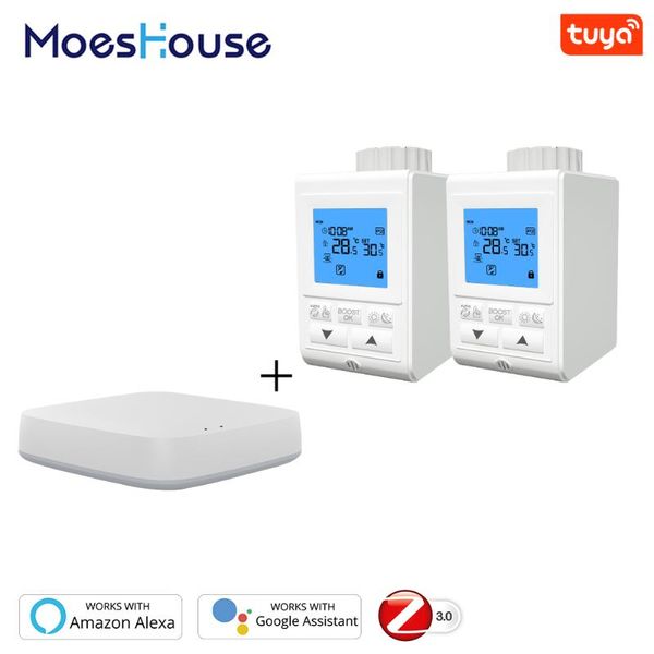 

smart home control zigbee thermostatic radiator valve controller trv thermostat tuya temperature 2mqsetup works with alexa google