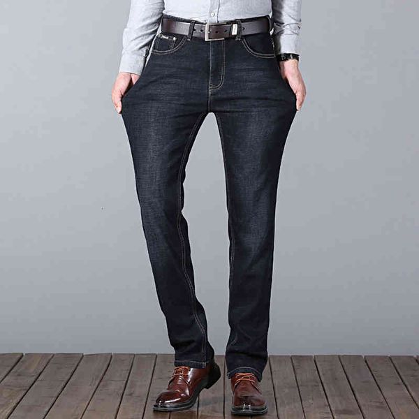 

men's jeans mens designer luxury winter fashion design thicken blue color stretch fabric straight pants recycled water simple generous