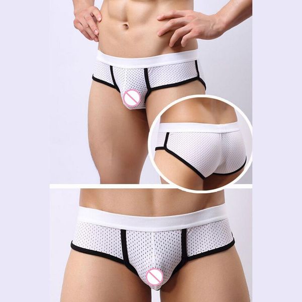 

underpants est -xl low waist u convex bulge pouch briefs men's acrylic mesh brief underwear 3 colors high quality, Black;white