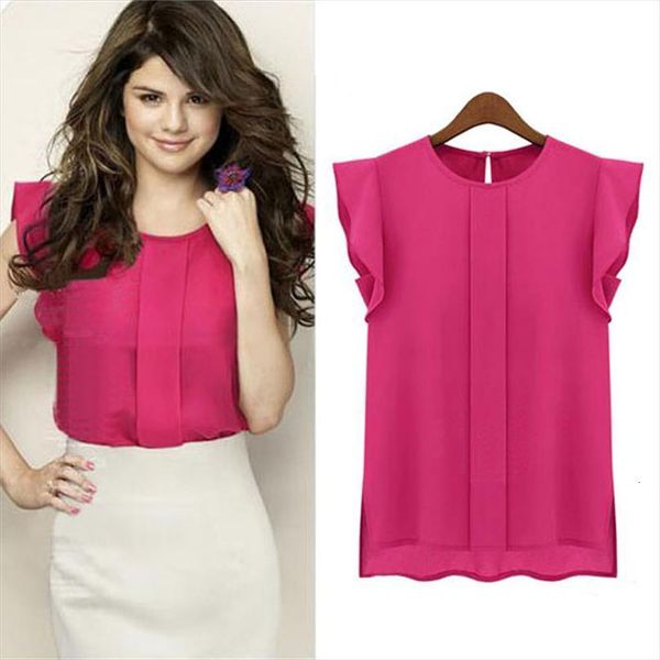 

casual loose chiffon short women shirt tulip sleeve feminine clothing blusas mujer de moda, White