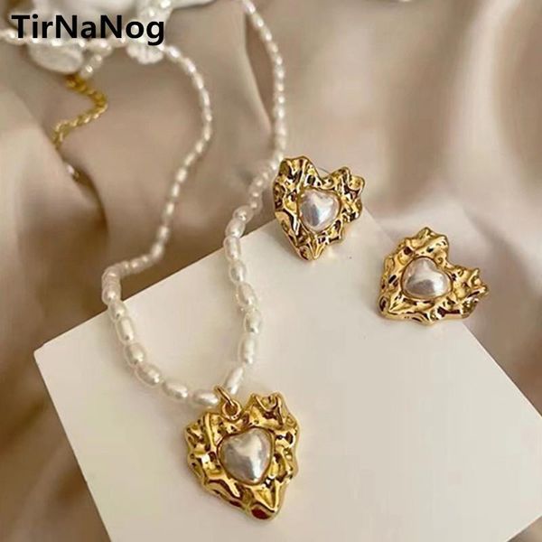 

pendant necklaces french natural freshwater pearl necklace, fashionable retro sweet romantic heart-shaped chain of clavicle women present, Silver