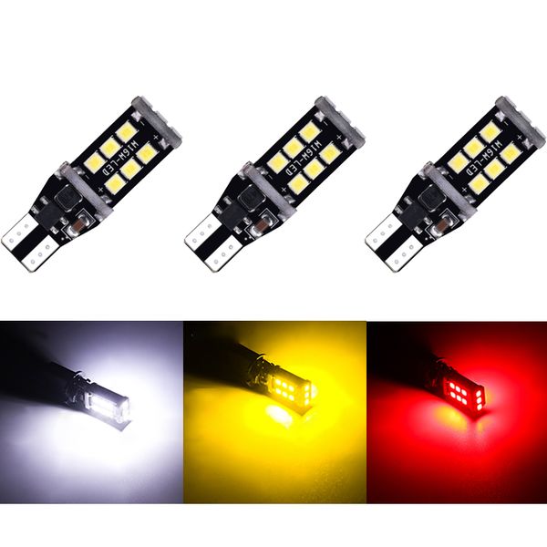 

20pcs/lot t15 w16w 15smd 2835 led canbus error car brake lights for reverselights taillights 12v