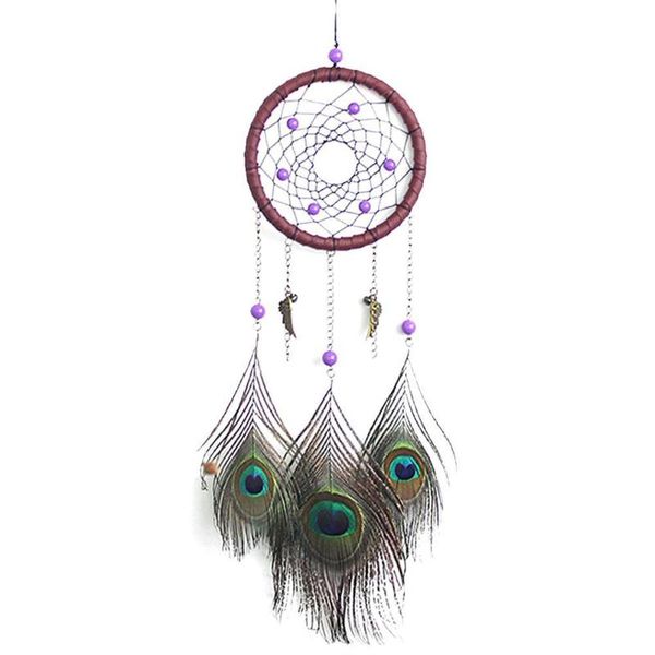 

decorative objects & figurines peafowl feather dream catcher bell wind bells hanging handmade handicraft pendant crafts for bedroom birthday