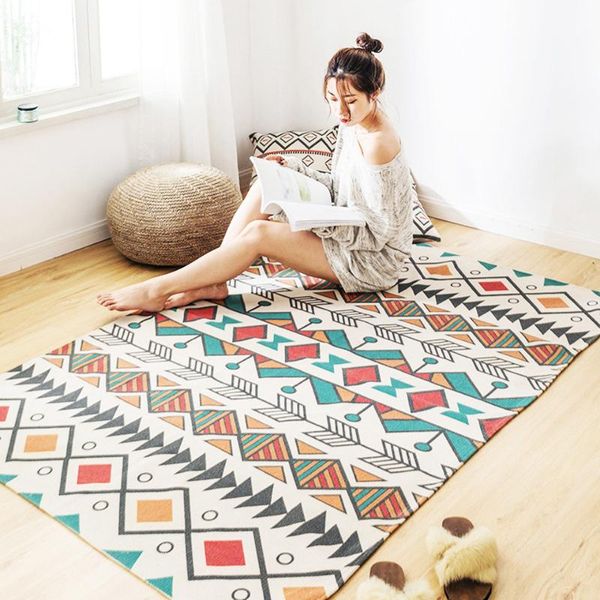 

carpets bohemian cotton and linen tassel home weave welcome foot pad bedroom study room floor rugs prayer mattress