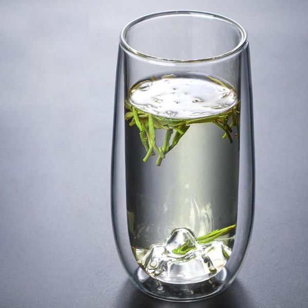 

wine glasses double-layer glass tea cup transparent heat resistant drinking s creative gift drinkware milk