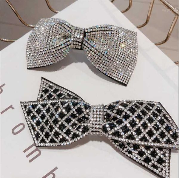 

women bow tie clip headdress flashing diamond girl hairpin retro hair accessories1