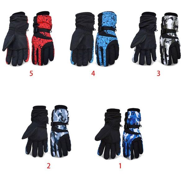 

ski gloves winter camo stripes snow waterproof thermal plush warm mittens r58b