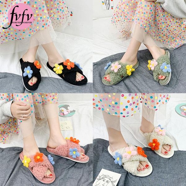 

slippers [fvfv]2021 all-match word buckle open toe color matching muffin bottom suede beautiful girl shoes, Black