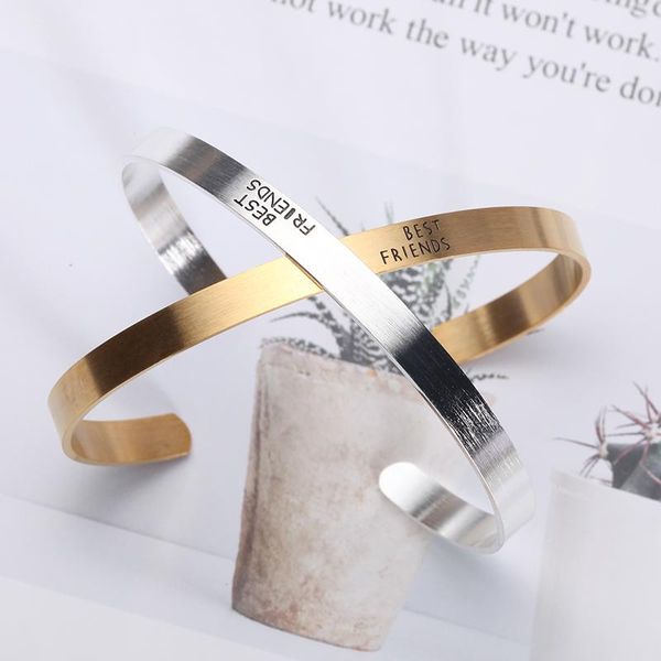 

bangles/letter/stainless steel/cuff/ friend/friends forever/bff/bangle bracelet friendship jewelry diy christmas gift bangle, Black