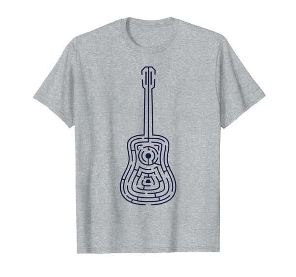 

maze puzzle music - funny acoustic guitar t-shirt, White;black