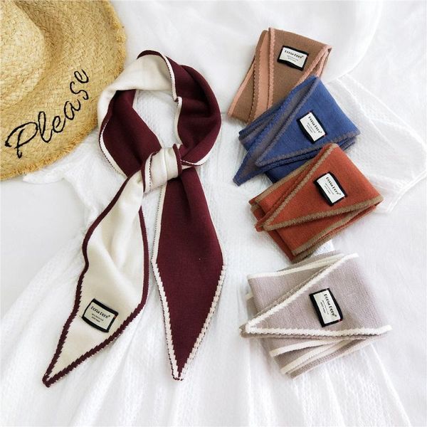 

scarves double-sided two-color pointed knitted wool scarf women spring and autumn winter fashionable stylish warm small, Blue;gray