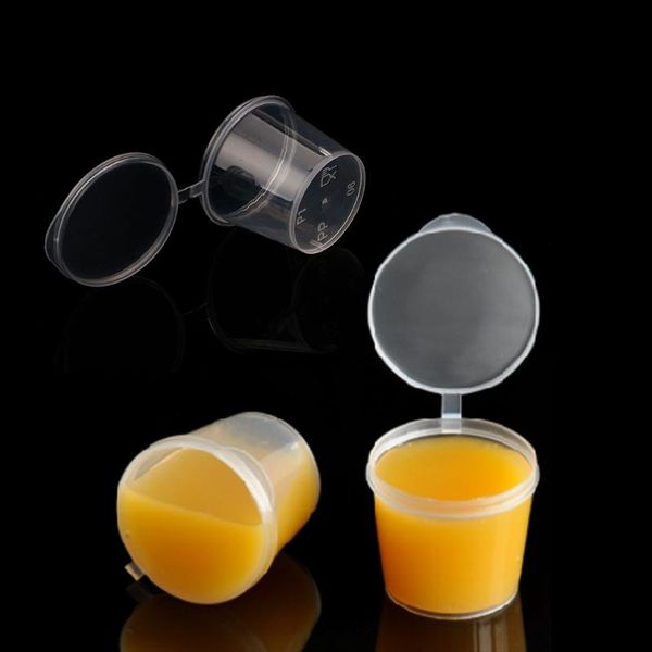 

100pcs 25ml plastic disposable sauce cups with lid storage containers boxes take out