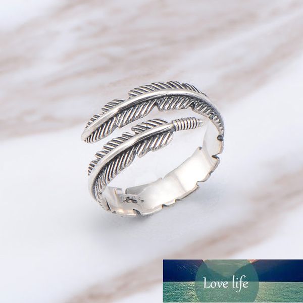 Boho Regolabile Chic Feather Leaf Ring Vintage Thai Metal Color Uomo Donna Wedding Hippie Punk Biker Spinner Anelli rotanti Prezzo di fabbrica design esperto Qualità