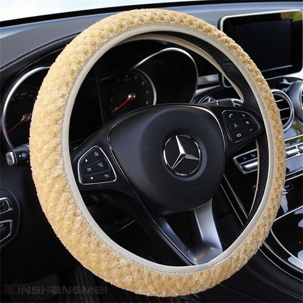 

steering wheel covers winter little velvet car cover without inner ring elastic band grip plush case styling