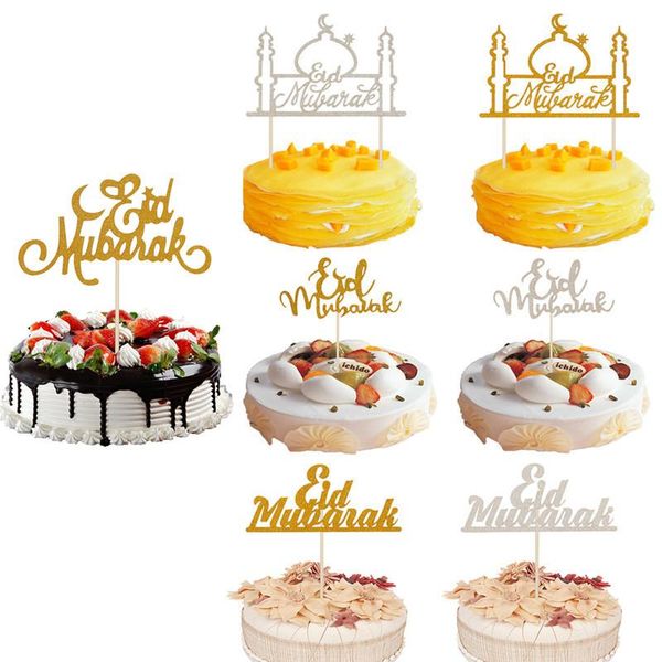 

pcs cake ers gold silver eid mubarak er wedding birthday party ramadan decor cupcake muslim baking other festive & supplies