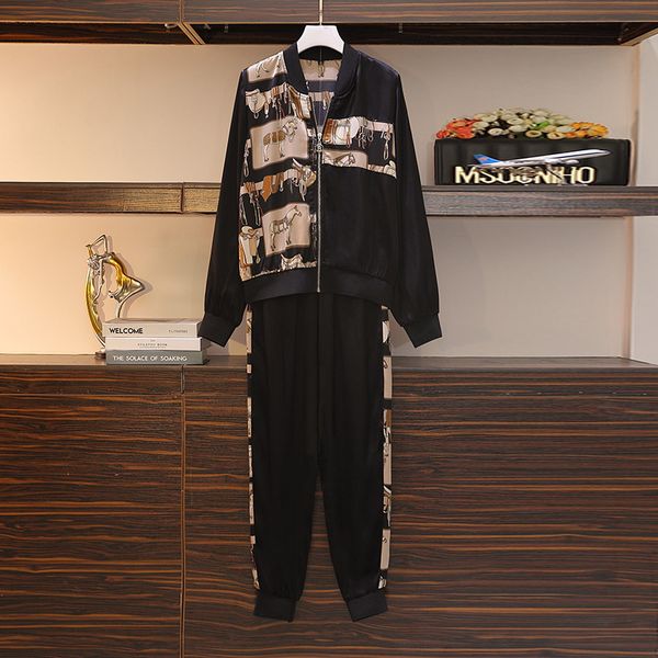 

men's tracksuits set of two women's long sleeve pieces, plus size, sports clothes, autumn, casual, attire, printed coat and trouse, Gray