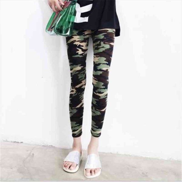 

spring comfortable pants women camouflage printed milk silk nine-point leggings fashion ladies feet pants retro stretch, Black
