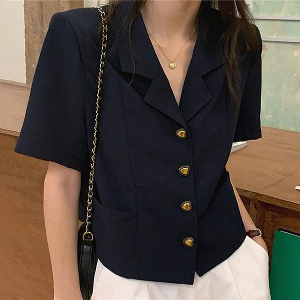 

women's suits & blazers summer formal suit blazer women casual loose short sleeve jacket femme black fashion straight coat, White;black