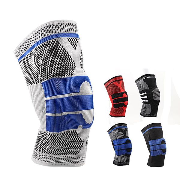 

elbow & knee pads 3d weaving silicone supports brace volleyball basketball meniscus patella protectors sports safety kneepads, Black;gray