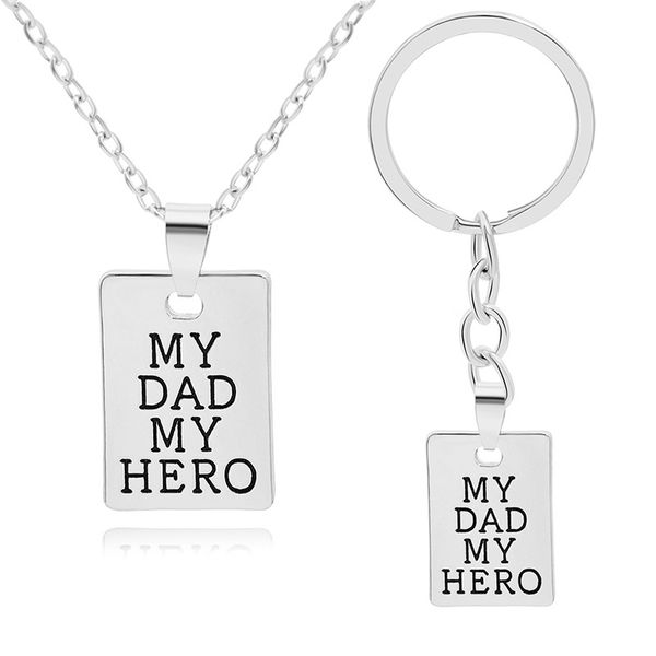 

fashion necklaces & pendants lettering key rings necklace my dad hero silver keychain jewelry father's day gift