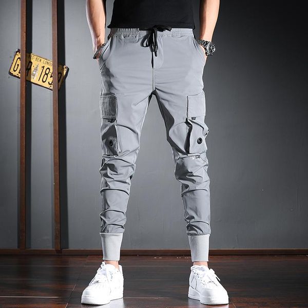 

men's pants summer lightweight cargo men fashion printed sport joggers trousers, Black