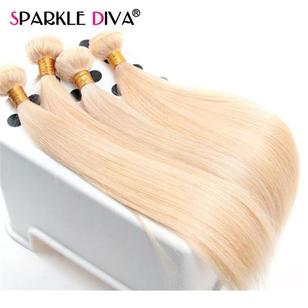 

human hair bulks 613 blonde bundles brazilian weave 1/3/4 bundle 10-32 straight remy extension, Black