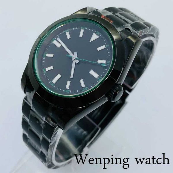 

wristwatches 40mm black pvd case sapphire glass no logo dial luminous men watch miyota nh35 automatic movement wristwatch, Slivery;brown