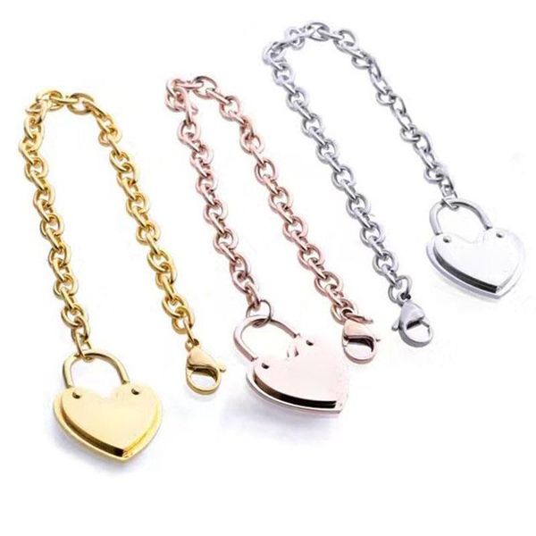 

link, chain japan korea give women classic stainless steel logo simple jewelry wholesale gift, Black