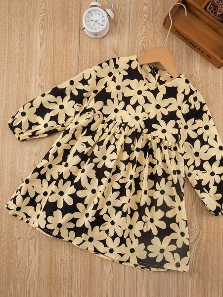 

toddler girls allover floral smock dress she01, Red;yellow