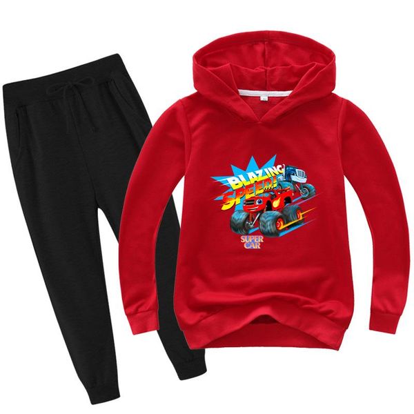 

clothing sets kids cartoon t-shirt pullover 3d-print fire racers sweatshirt hoodie pants 2pcs set sportsuit baby boy girl outfits, White