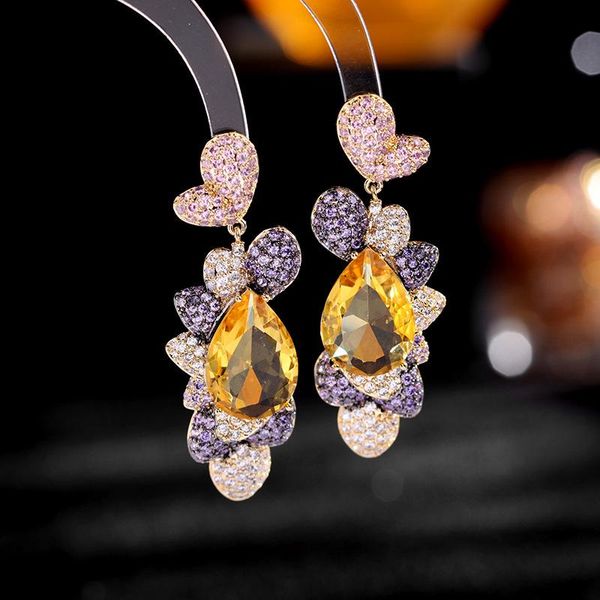 

stud and american fashion love flower retro earrings exaggerated atmosphere heavy industry geometric water drop, Golden;silver