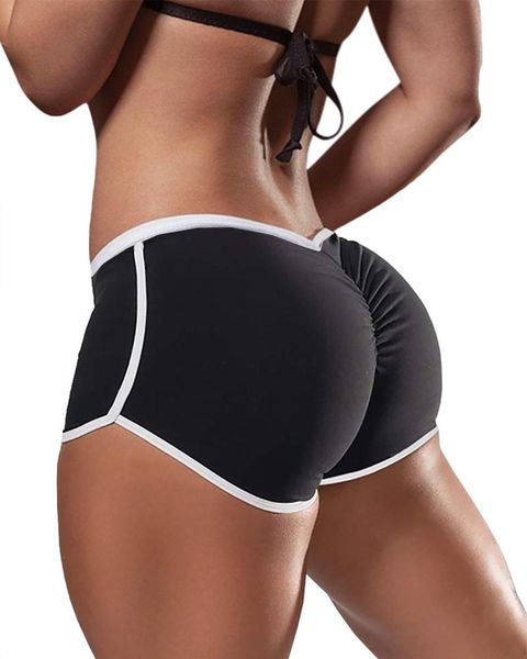 

women's shorts summer sport cycling elasticated seamless fitness leggings push up gym training tights short, White;black