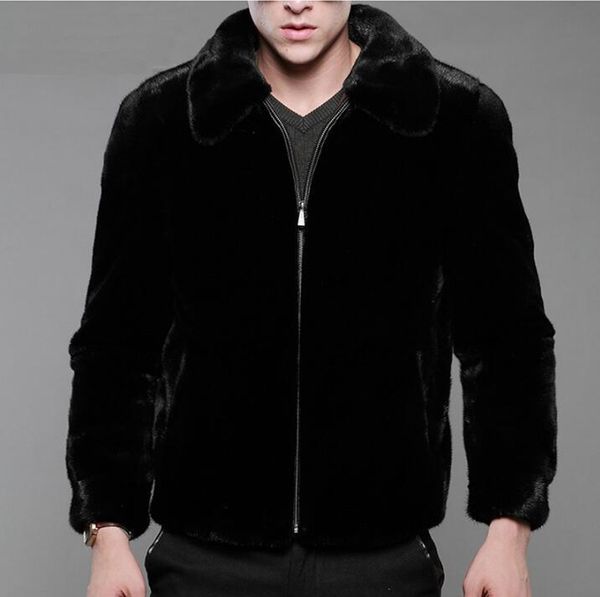 

men's fur & faux black mink leather jacket mens warm coat men loose jackets winter autumn thicken fashion zipper