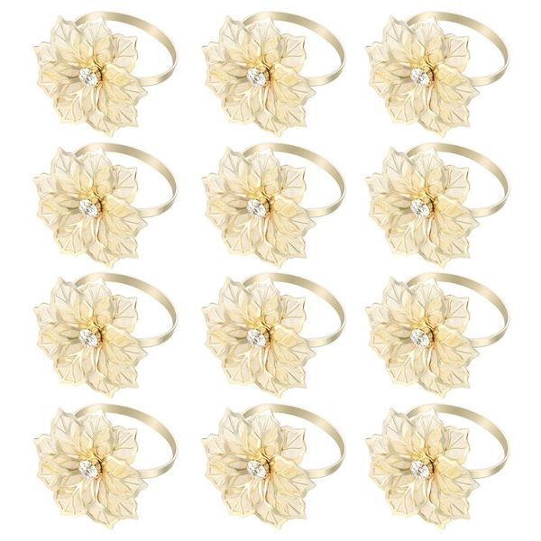 

napkin rings yeahibaby 12pcs exquisite high-end el restaurant dedicated flower design ring mouth cloth (golden)
