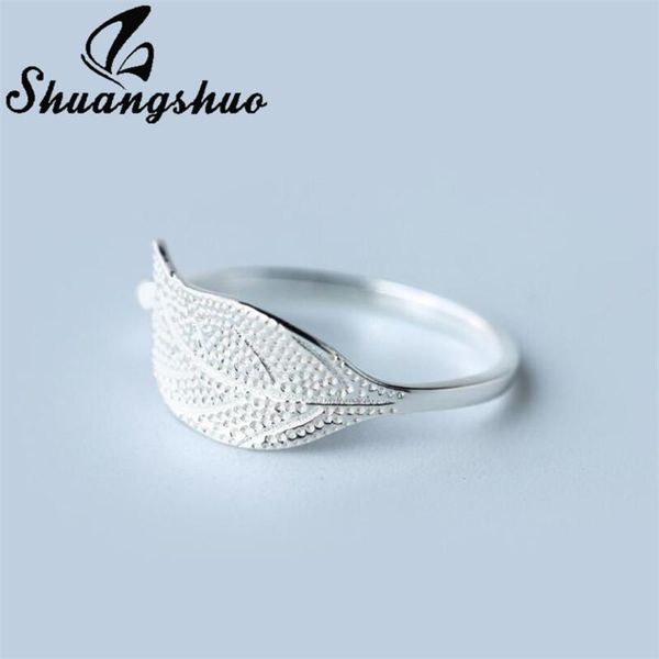 

cluster rings shuangshuo 925 sterling silver ring vintage style leaf temperament personality fashion female trendy resizable opening, Golden;silver