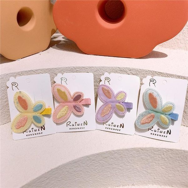 

fashion children's flower hairpin korean sweet girl princess cute embroidery butterfly duckbill clip kids hair accessories, Slivery;white