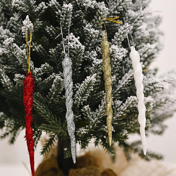 

christmas decorations 10pcs 13cm simulation ice xmas tree hanging ornament fake icicle year decoration supplies home decor