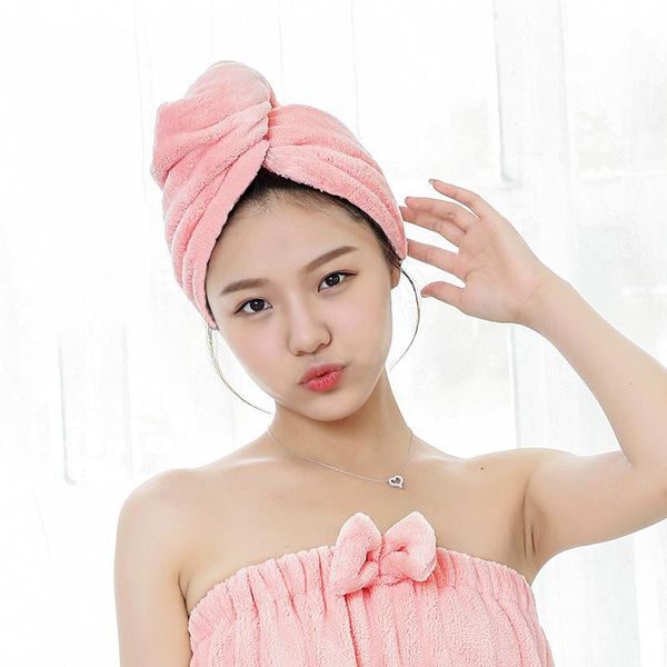

towel 65*25cm korean-japanese style coral fleece dry hair cap wipe quick-drying long shampoo shower