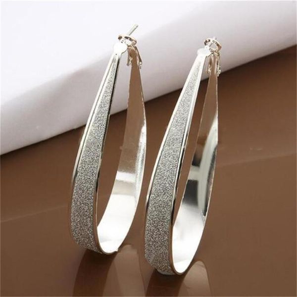 

big hoop pierced earrings trendy double circles ear ring bijoux for women lady fashion matte dangle & chandelier, Silver