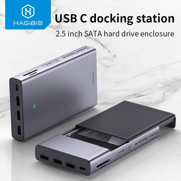

hubs hagibis usb c hub with hard drive enclosure 2.5 sata to 3.0 type adapter for external ssd disk hdd case
